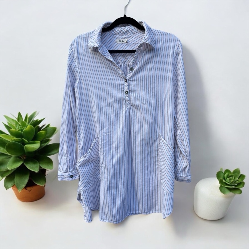 Ugg Striped Tunic Top With Pockets Oversized XS